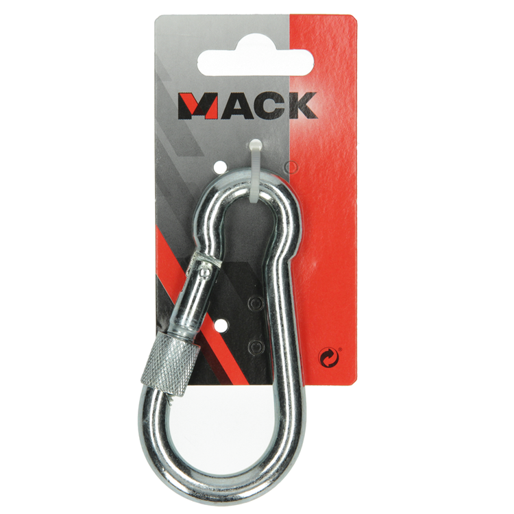 Mack 1008447 - 1 mosquetón + correa de bloqueo. 10 x 100 mm galvanizado | 10 piezas