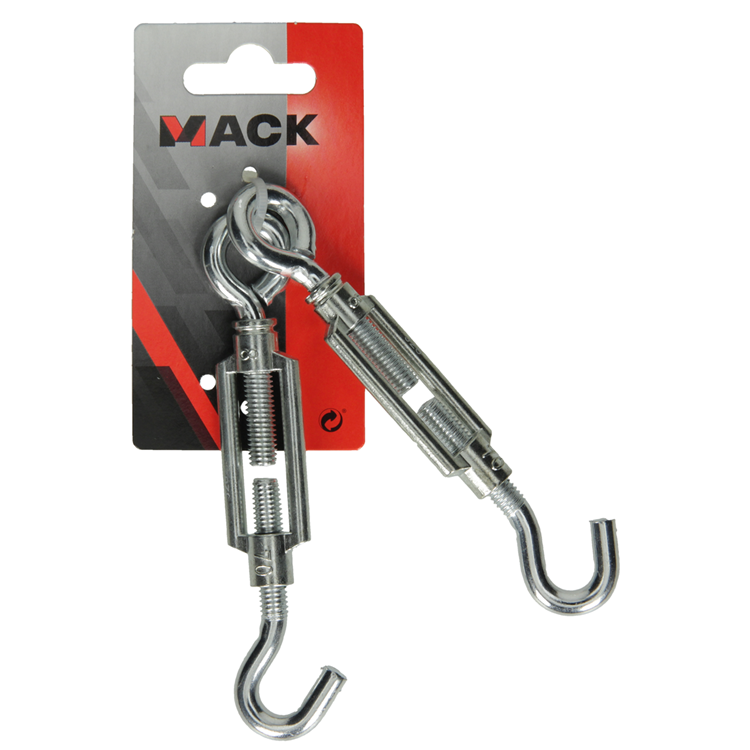 Mack 1008475 - 2 tensores ojo + gancho m8 x 70mm galvanizado | 10 piezas