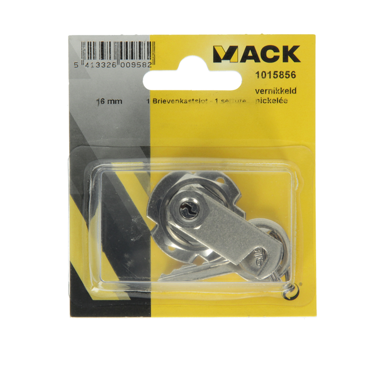 Mack 1015856 - Cerradura armario 1 letra niquelada 16mm | 5 piezas