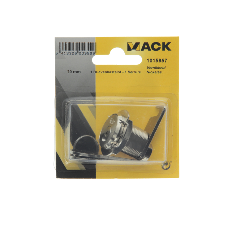 Mack 1015857 - Cerradura para armario 1 letra niquelada 20mm | 5 piezas