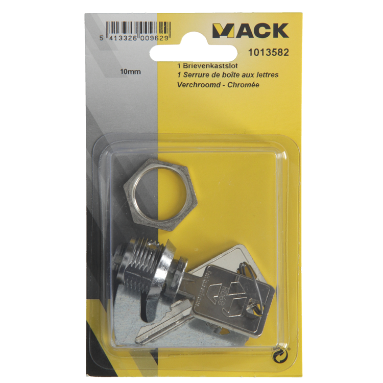 Mack 1013582 - Cerradura para armario 1 letra cromada 13mm | 5 piezas