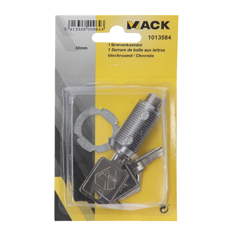 Mack 1013584 - Cerradura para armario 1 letra cromada 32mm | 5 piezas