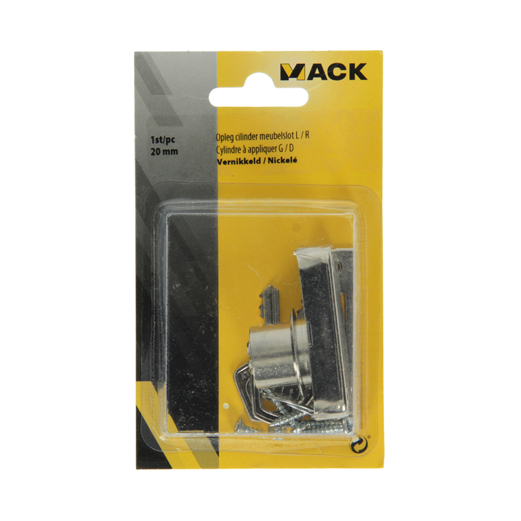 Mack 1015831 - 1 cilindro soporte mueble l.l. niquelado 20 mm | 5 piezas
