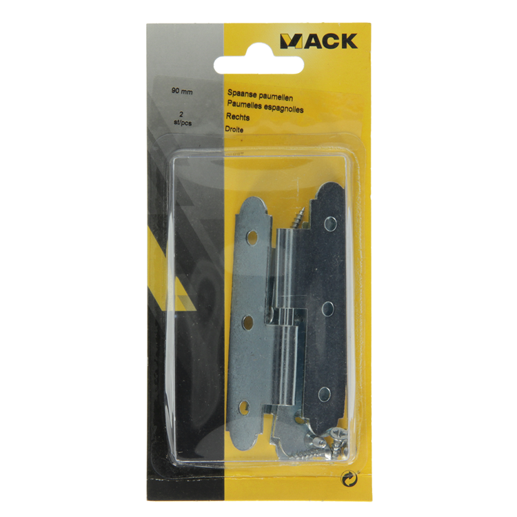 Mack 1013259 - 2 bisagras españolas derecha galvanizadas h 90 x w 50 mm | 5 piezas
