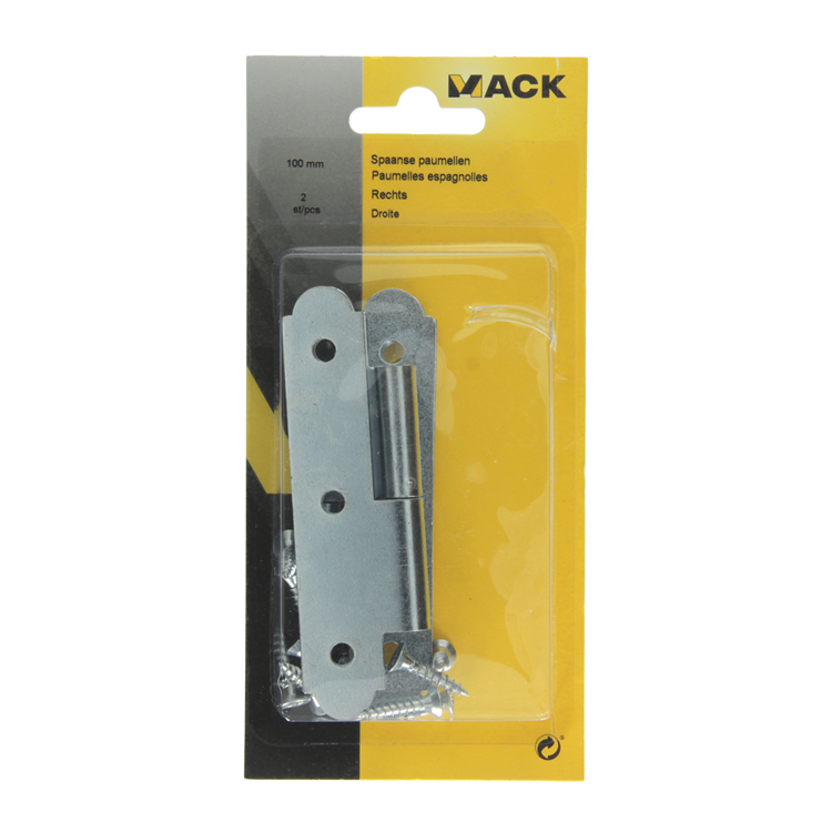 Mack 1013262 - 2 bisagras españolas derecha galvanizadas h 100 x w 50 mm | 5 piezas