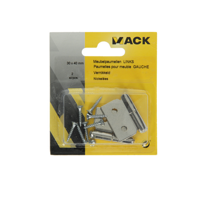 Mack 1013349 - 2 furniture hinges left nickel-plated h 30 x w 40 mm | 5 pieces
