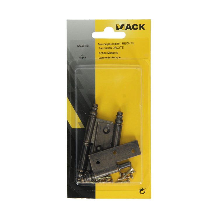 Mack 1013558 - 2 bisagras para muebles derechas bronceadas h 50 x w 40 mm | 5 piezas