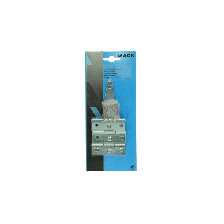Mack 1013265 - 3 bisagras cruzadas ligeras galvanizadas 75 mm | 2 piezas