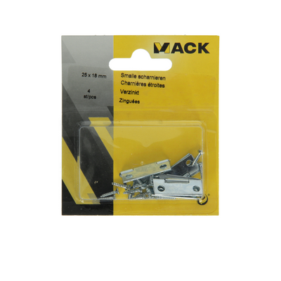 Mack 1013245 - 4 narrow hinges galvanized h 25 x w 18 mm | 5 pieces