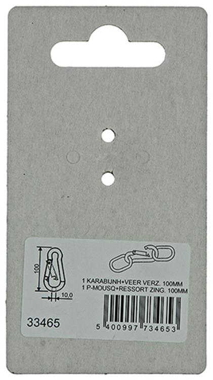 Mack 1008435 - 1 mosquetón + muelle 10 x 100mm galvanizado | 10 piezas