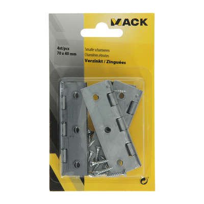 Mack 1013249 - 4 narrow hinges galvanized h 70 x w 40 mm | 5 pieces