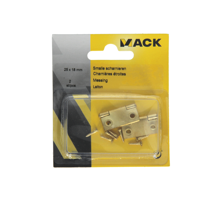 Mack 1013502 - 2 bisagras estrechas latón h 25 x w 18 mm | 5 piezas