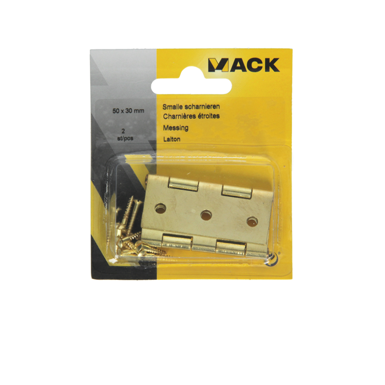 Mack 1013338 - 2 bisagras estrechas latón h 50 x w 30 mm | 5 piezas