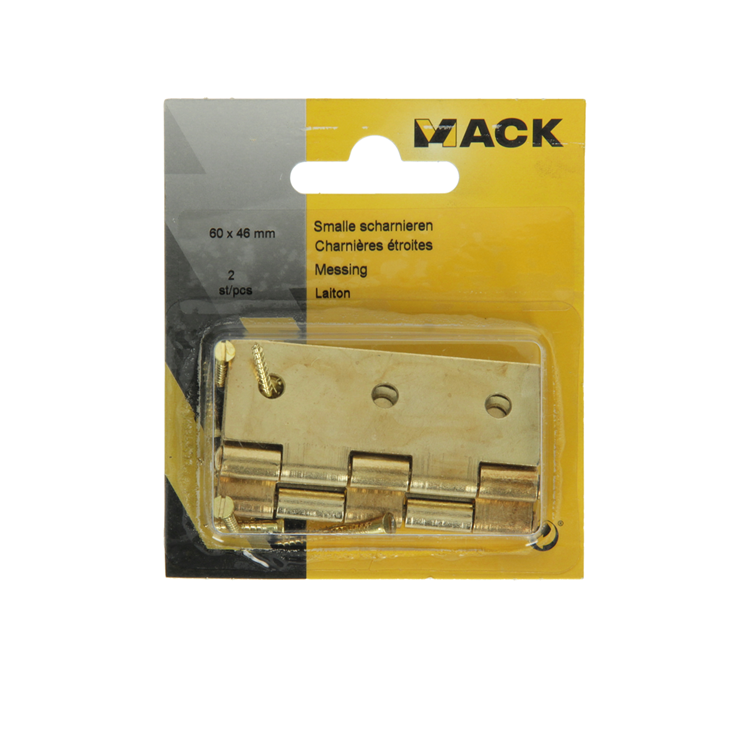 Mack 1013504 - 2 bisagras estrechas latón h 60 x w 46 mm | 5 piezas