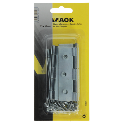 Mack 1013252 - 4 heavy duty hinges galvanized h 75 x w 50 mm | 5 pieces