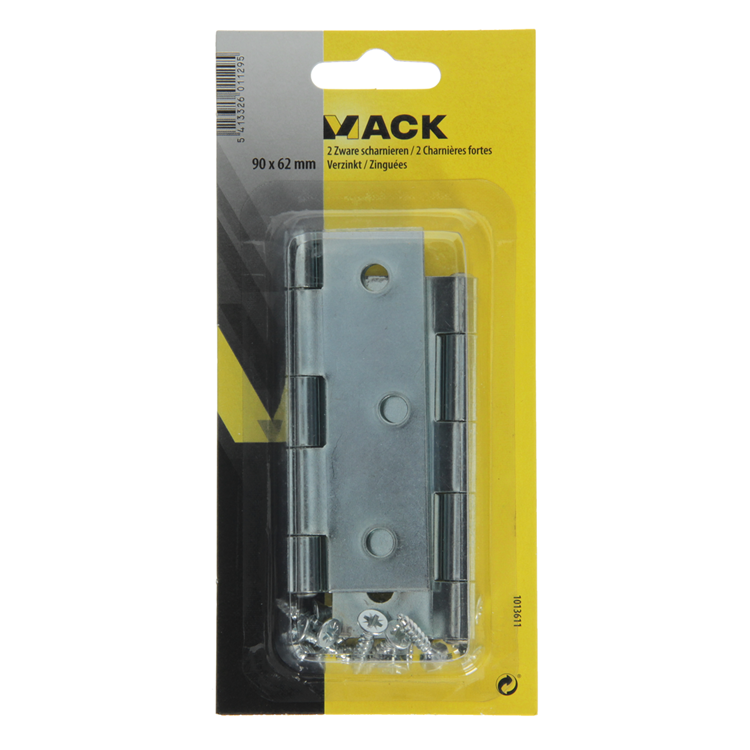 Mack 1013611 - 2 bisagras pesadas galvanizadas h 90 x w 62 mm | 5 piezas