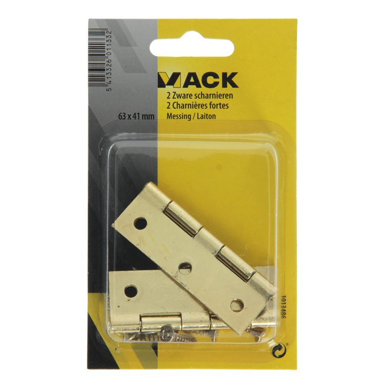 Mack 1013486 - 2 bisagras latonadas h 63 x w 41 mm | 5 piezas