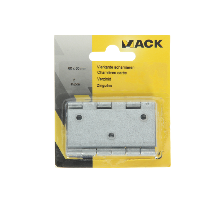 Mack 1013501 - 2 bisagras cuadradas galvanizadas h 60 x w 60 mm | 5 piezas