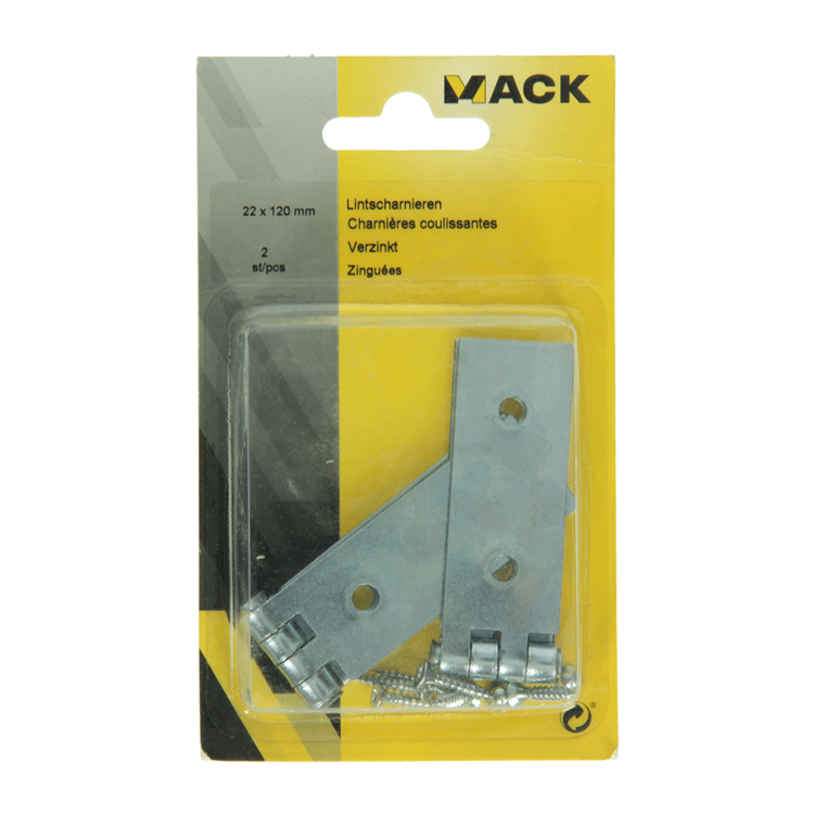 Mack 1013483 - 2 bisagras de cinta galvanizadas h 22 x w 120 mm | 5 piezas
