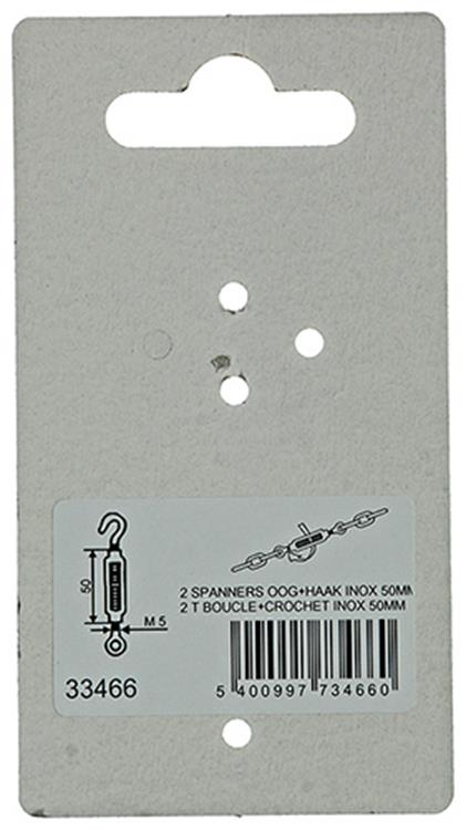 Mack 1008436 - 2 tensores ojo + gancho m5 x 50mm acero inoxidable | 10 piezas