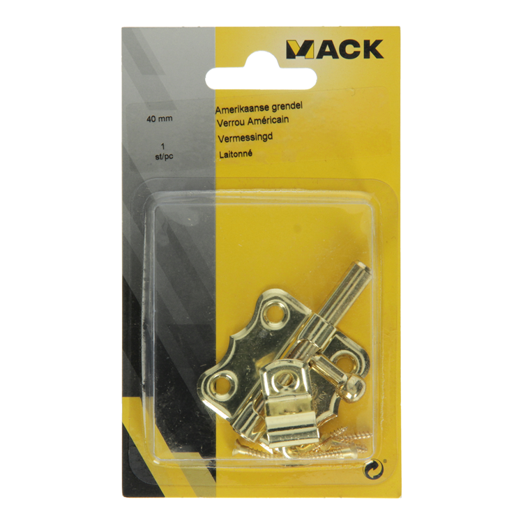 Mack 1015935 - 1 pestillo americano latonado a 40 - b 20 mm | 5 piezas
