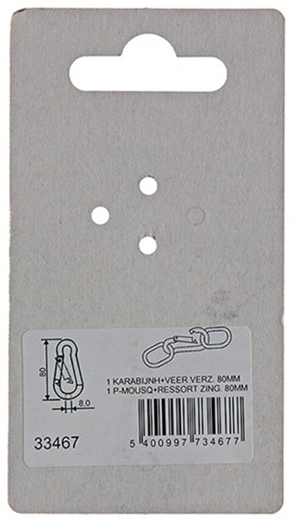 Mack 1008437 - 1 mosquetón + muelle 8 x 80mm galvanizado | 10 piezas