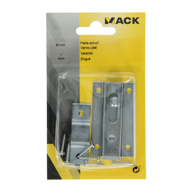 Mack 1013276 - 1 corredera plana galvanizada a 60 - b 15 mm | 5 piezas