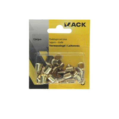 Mack 1013318 - 12 shelf brackets ø 7mm sleeves ø 7.5mm brass plated | 5 pieces