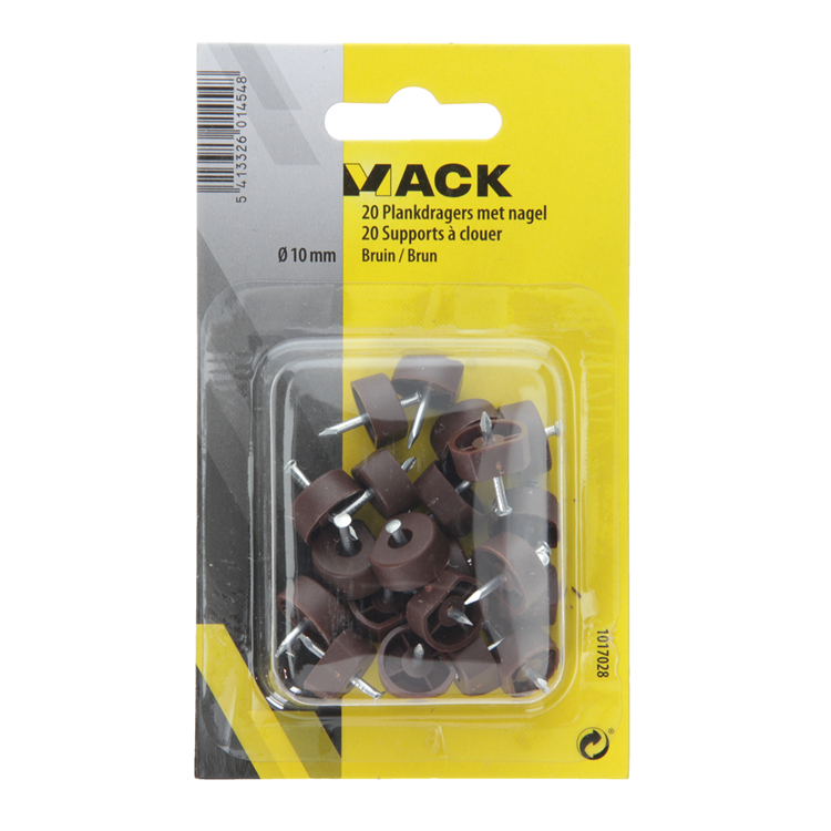 Mack 1017028 - 20 soportes para estantes con clavo marrón | 5 piezas