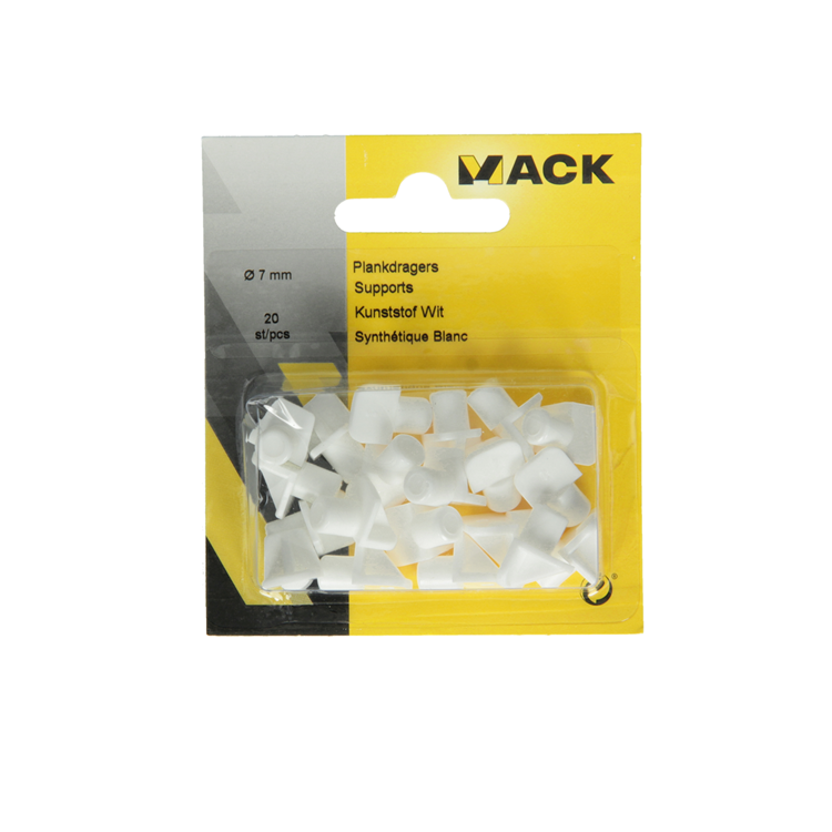 Mack 1015839 - 20 soportes para estantes plástico blanco ø 7 mm | 10 piezas