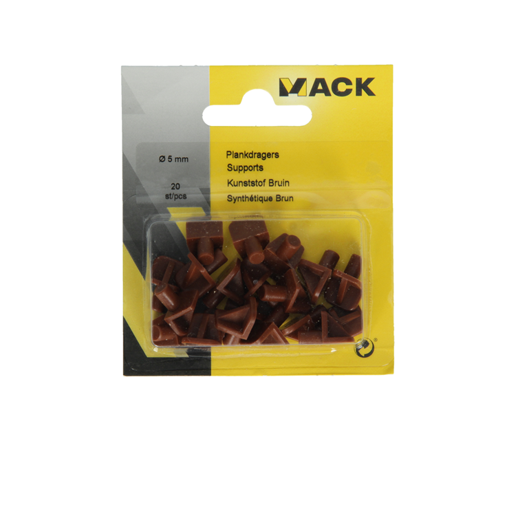 Mack 1015840 - 20 soportes para estantes plástico marrón ø 5 mm | 5 piezas