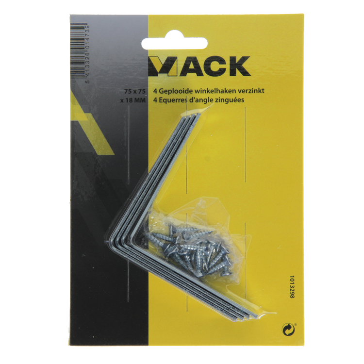 Mack 1013298 - 4 cuadrados plegados galvanizados 75x75x18x2mm | 10 piezas