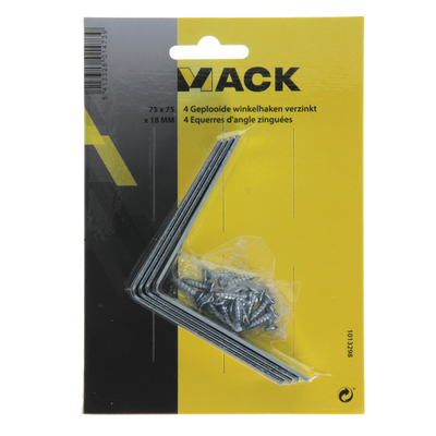 Mack 1013298 - 4 folded squares galvanized 75x75x18x2mm | 10 pieces