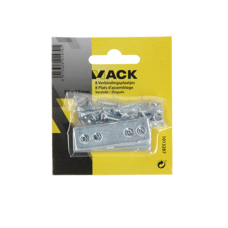 Mack 1013287 - 8 placas de conexión galvanizadas 50x15mmx2mm | 10 piezas