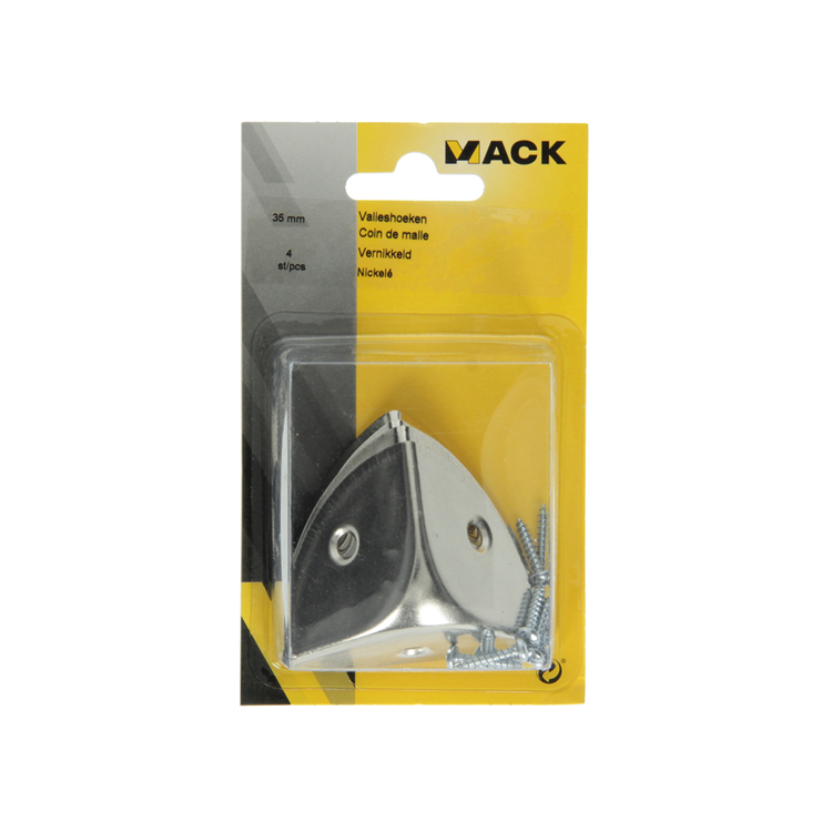 Mack 1013346 - 4 esquinas para maleta niqueladas 35 mm | 5 piezas