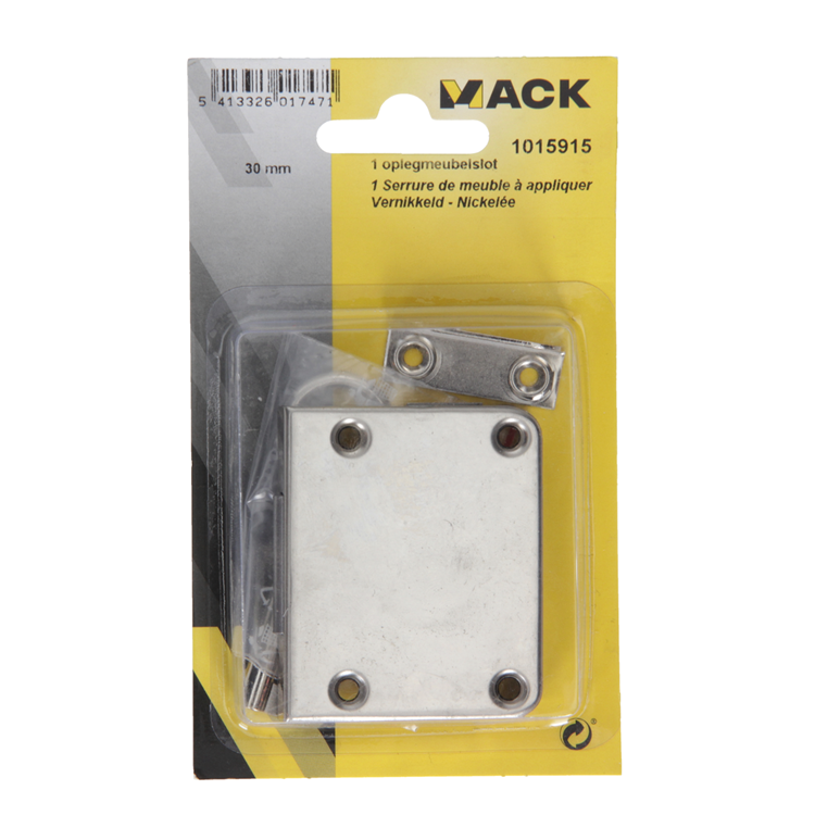 Mack 1015915 - 1 cerradura para mueble de superficie niquelada 30mm | 5 piezas