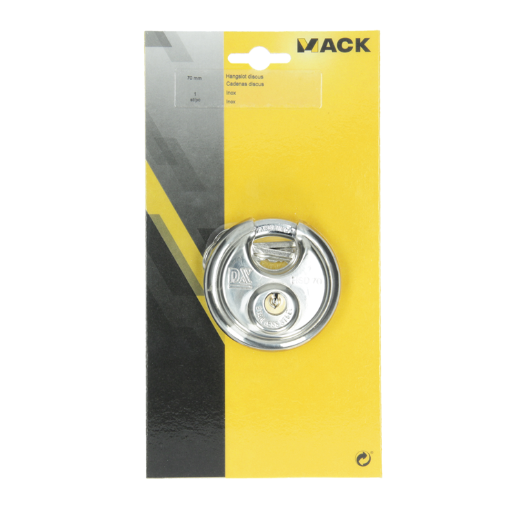 Mack 1013632 - 1 candado disco acero inoxidable ø 70 mm | 5 piezas