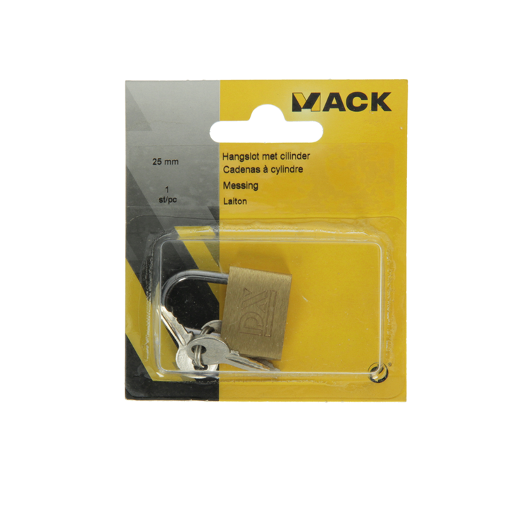 Mack 1014072 - candado con cilindro latón 25 mm | 10 piezas