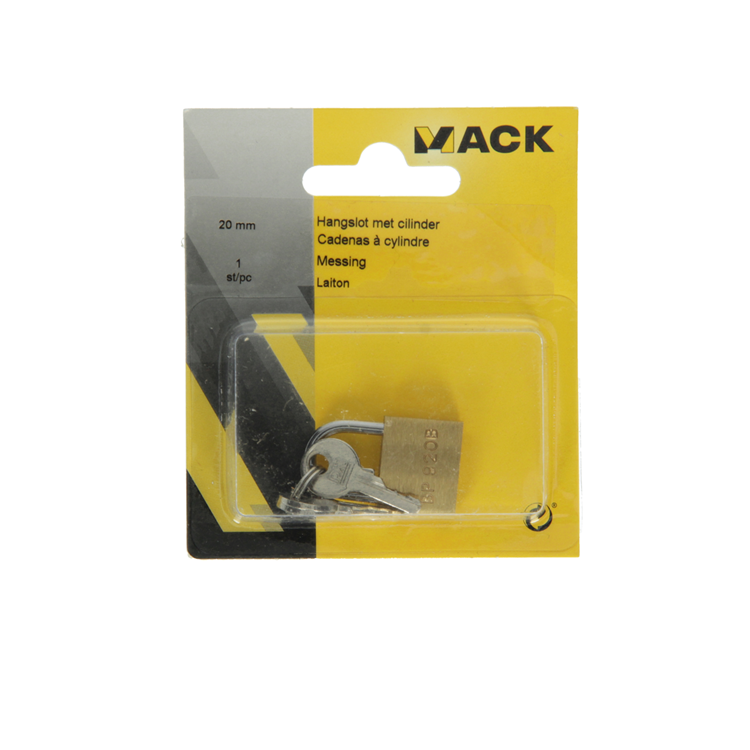 Mack 1014071 - candado con cilindro latón 20 mm | 10 piezas