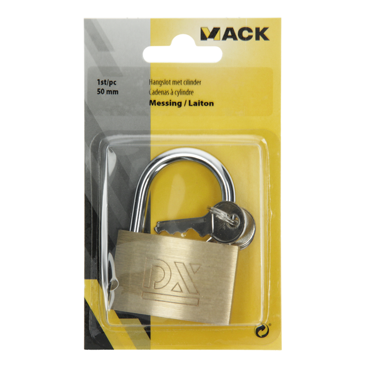 Mack 1014075 - candado con cilindro latón 50 mm | 10 piezas