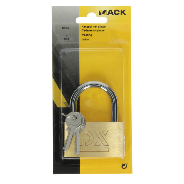 Mack 1014076 - candado con cilindro latón 60 mm | 10 piezas