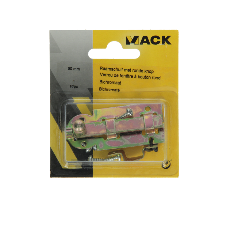 Mack 1014263 - corredera de ventana con pomo redondo, bicromatado a 60 - b 10 mm | 5 piezas