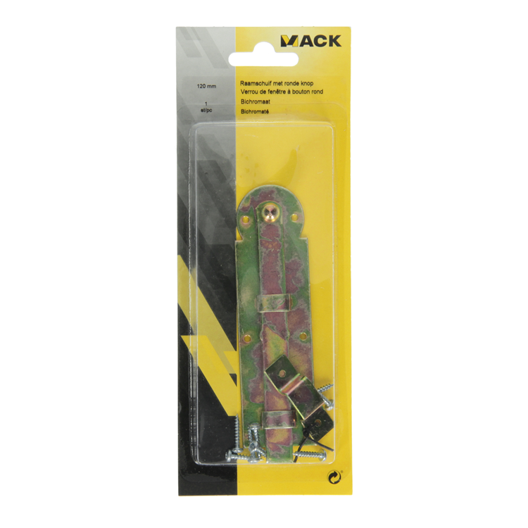 Mack 1014266 - corredera de ventana con pomo redondo, bicromatado a 120 - b 40 mm | 5 piezas