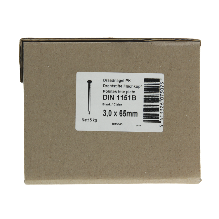 1015645 - caja 5kg. clavos cabeza plana 3,0x65 mm | 2 piezas