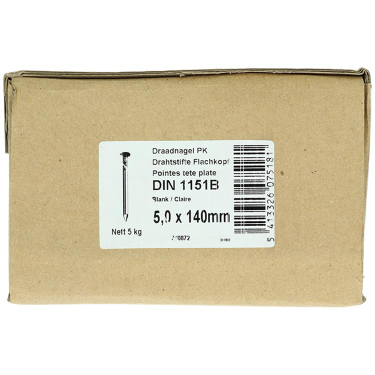 1015656 - caja 5kg. clavos cabeza plana 5,0x140 mm | 2 piezas