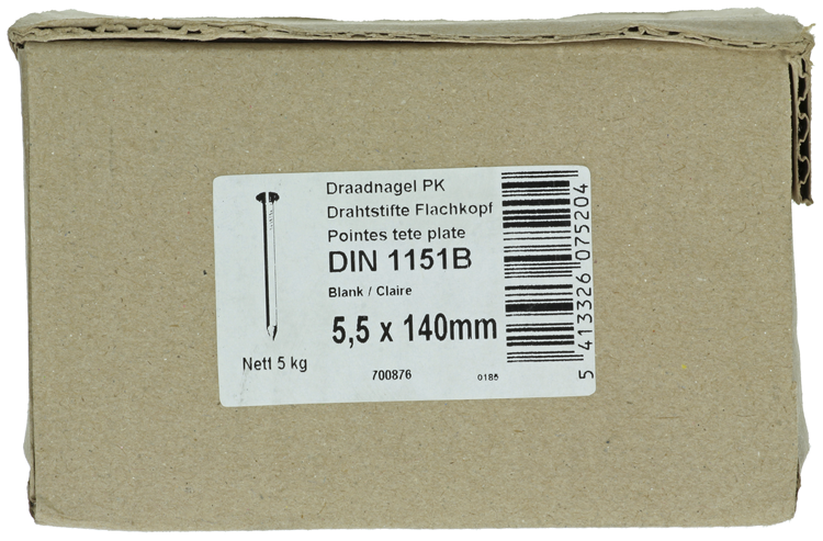 1015658 - caja 5 kg clavos cabeza plana 5,5x140 mm | 2 piezas