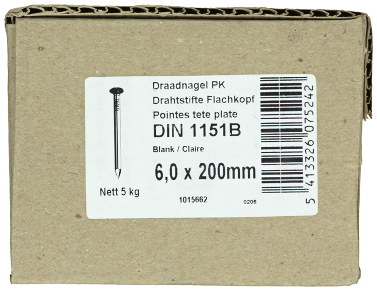 1015662 - caja 5kg. clavos cabeza plana 6,5x200 mm | 2 piezas