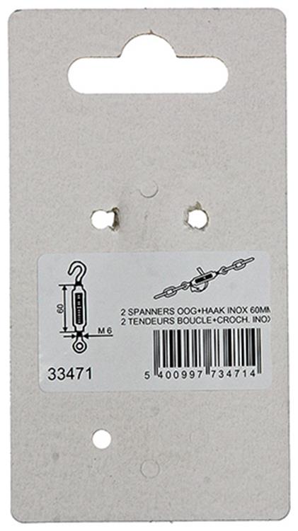 Mack 1008441 - 2 tensores ojo + gancho m6 x 60mm acero inoxidable | 10 piezas