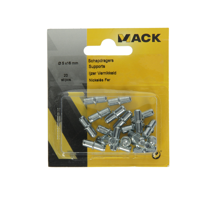 Mack 1013701 - 20 soportes para estantes acero galvanizado ø 5 x 16 mm | 5 piezas