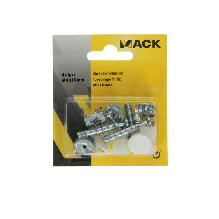 Mack 1013703 - 4 conectores armario minifix blanco m6x15mm | 5 piezas